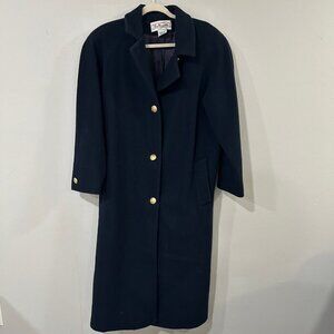 Like New Talbots 100% Wool Full Length Navy Blue Peacoat Women's Size 8
